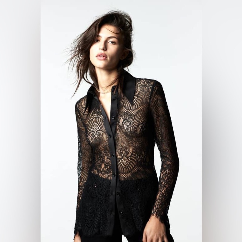 Zara black lace shirt